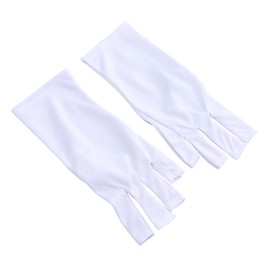 FOMIYES UV Manicure Gloves Short White Nail Art Hand Protector for UV Gel Light Shielding Elastic Comfortable Gloves for Gel Nail Treatments