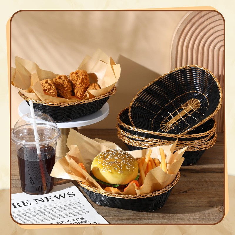Yalikop 12 Pack Oval Poly Wicker Basket 9 x 6