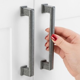 ASKANO 5 Inch Hole Centers, Antique Iron Stepped Kitchen Cabinet Pull Vintage Handle ZP2206 | Pack of 10, Solid Retro Hardware for Drawer, Dresser, Bathroom, Vanity, Furniture Door, Cupboard, 5"