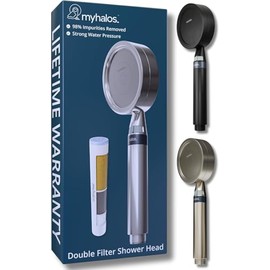 MyHalos® Handheld Filtered Shower Head with Handheld Handle - High Pressure Shower Heads With Filter To Reduce Chlorine & Soften Water - Easy to Install Detachable Filtered Shower Head For Hard Water