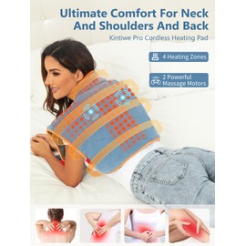 Heating Pad for Neck and Shoulders and Back with Battery,12V Heated Pad with Vibration Massager and 3 Heating Modes,Portable Weighted Electric Heat Pad,16.5'' x 23.2''