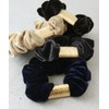 VingTAINE HS-92-G-BE Velour Scrunchie Hair Accessory with Plate, Gold x