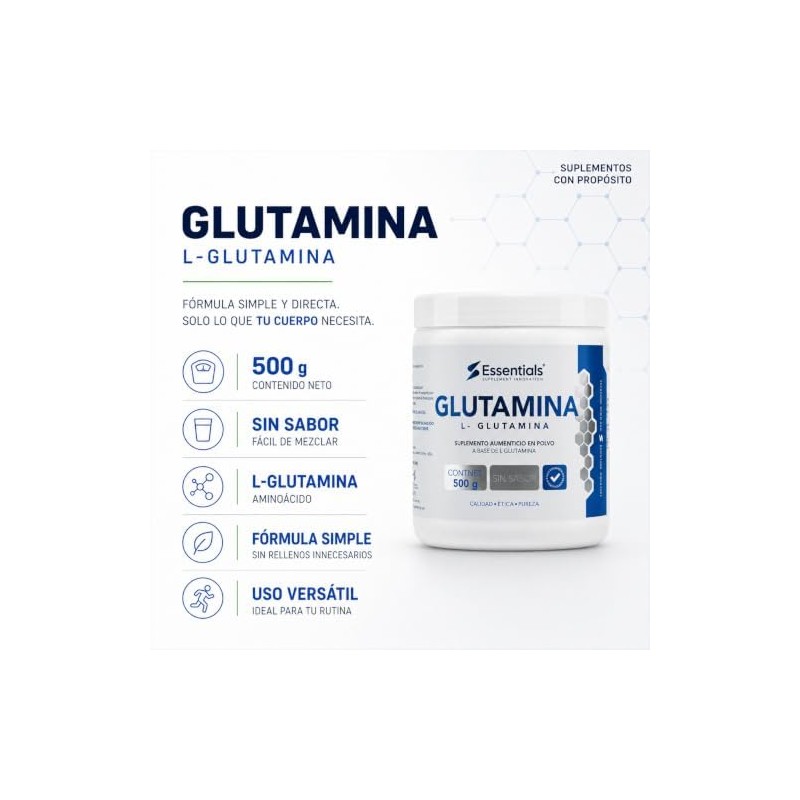 Glutamina Monohidrato 500 g 100 porciones 100 pura Libre de