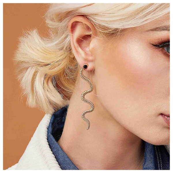 Cimenexe Punk Crytal Snake Earrings Rhinestone Snake Dangle Earrings Minimalist