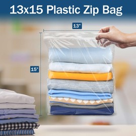 2 Gallon Storage Bags - 100 13x15 Clear Plastic Zip Bags - 2 Mil, Large with Zip Lock for Food, Clothes, Storage, and More