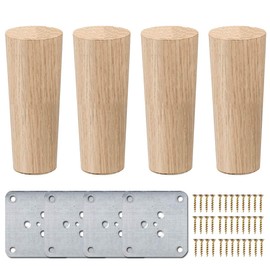 3.15 inch / 8cm Wooden Furniture Legs, La Vane Set of 4 Solid Wood Cone Shaped Furniture Replacement Feet with Mounting Plate & Screws for Sofa TV Cabinet Bed Dining Table