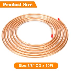 Copper Tubing 3/8" OD x 5 Ft YuJingKey, 99.9% C12200 ASTM B280 Copper Pipe, T2 Pure Copper Tube, Refrigeration ACR Tubing Seamless Soft Coil Round for HVAC System, Refrigerators, Industry, DIY