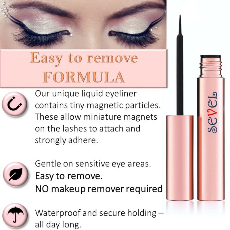 SEVEL Magnetic Eyeliners and Eyelashes, 5 Pairs Natural and Reusable