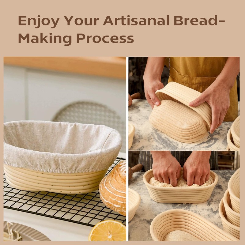 TAPANFAI 2 Pack Oval Bread Proofing Basket, 10 inch Sourdough