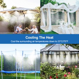 Pre-Assembled Misters for Outside Patio,Outdoor Water Misting Cooling System,30FT|9M.Backyard Mist Kit for Garden,Greenhouse,Deck,Umbrella,Canopy,Pool,Porch.Trampoline Sprinkler,BBQ Party Accessories