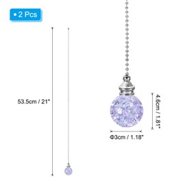 PATIKIL 21 Inch Ceiling Fan Pull Chain Extender Sets, 2 Pcs Crystal Ice Crack Ball Beaded Ball Fan Pull Chain with Ball Chain Connector, Purple