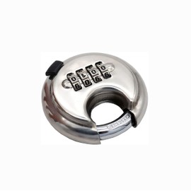 Shiwaki 4 Digital Combination disc Padlock Stainless Steel Rust Padlock Discus Lock with Hardened Shackles Shelf Storage Lock