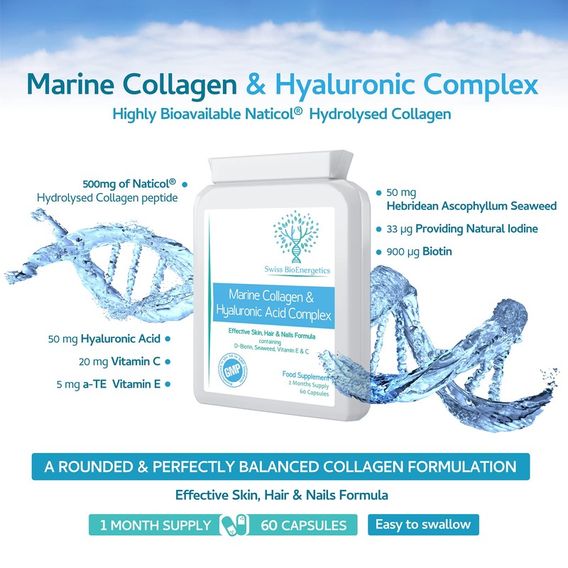 Marine Collagen & Hyaluronic Acid Complex - 60 Capsules -