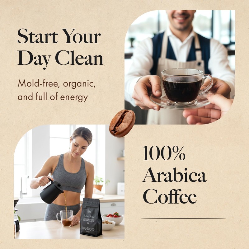 RAHM ROAST Mold-Free Organic Coffee, Whole Bean Medium Roast, Lab-Tested