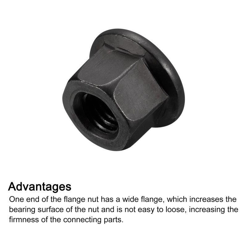 sourcing map M10 Flange Hex Nuts, 2pcs Grade 8.8 Carbon