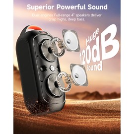 Wireless TWS Portable Bluetooth Speaker, Beat-Driven Lights, 120dB Loud Stereo Party Speaker with Bluetooth 5.3, USB/TF/AUX/FM/Mic, Built-in Carry Handle, Powerful Sound for Home,Outdoor,Party,Camping