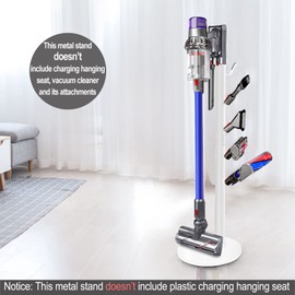 XIGOO Freestanding Vacuum Stand Holder Compatible with V15 Detect, V11 V10 V8 V7 V6 Cordless Vacuum Cleaners, Floor Docking Station Metal Organizer Bracket with 5 Hooks, White