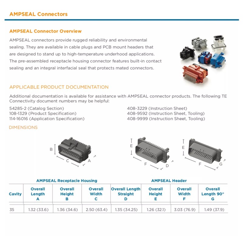 AMPSEAL 35-Pin Electrical Multi Sealed Connector Kit - w/ Terminals