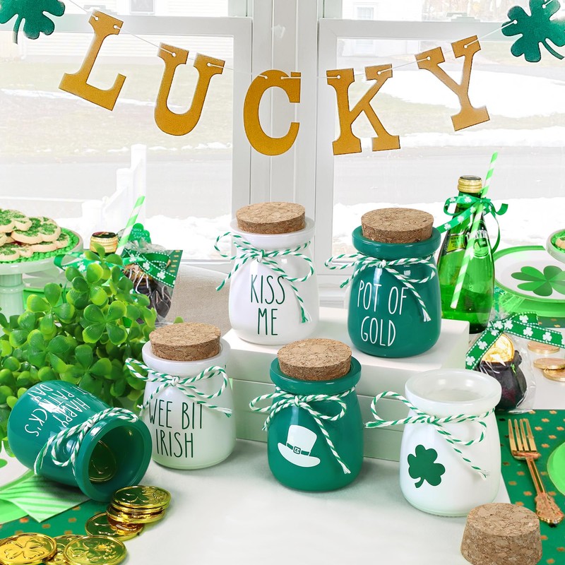 6 Pcs St. Patrick's Day Decorations Mason Jars, Saint Patricks