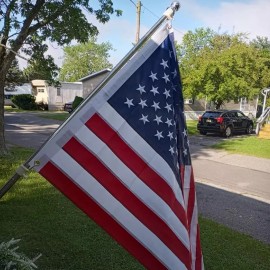 Nicecho Flagpole silver rod 5' ft Long + bracket fit 3', 4', 5' flag size for house yard