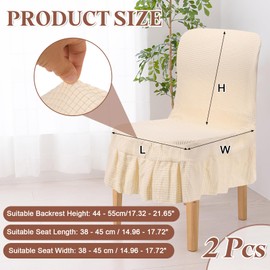 sourcing map 2Pcs Dining Room Chair Covers, Parson Chair Slipcover with Skirt, Stretch Chair Seat Protector for Dining Room Restaurant Banquet, Beige