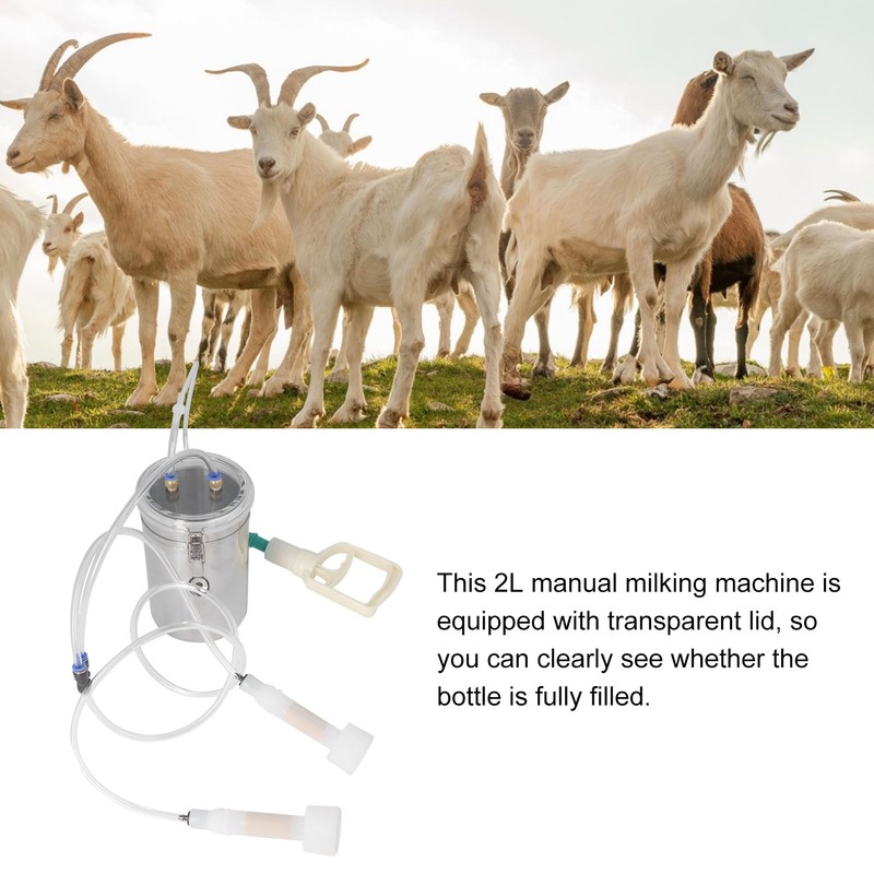 Manual Milking Machine 2000ml Effort Saving Control Stainless Steel Bottle