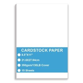 Cardstock Paper - Plain Heavy Bright White Stock, Extra Heavy Duty, 130lb Cover(350 gsm) Thick Cardstock Paper, 8.5" x 11", 15 Sheets, Inkjet/Laser Printer Compatible