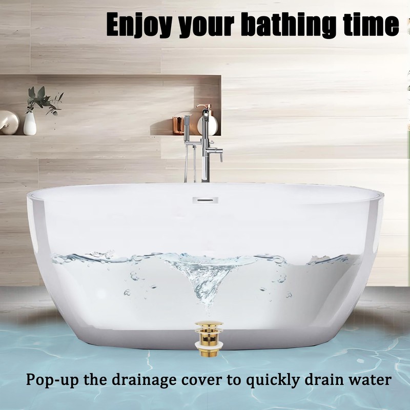 Freestanding Tub Drain, Pop Up Freestanding Bathtub Drain, Removable Filter