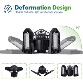 ANYPOWK Plug in Linkable LED Garage Light with ON/Off Switch - 6000 Lumen 6500K Daylight 60W, Three Leaf Led Garage Ceiling Lights, Pack of 2