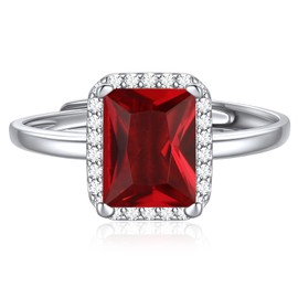 ChicSilver Garnet Ring 925 Sterling Silver January Birthstone Rings for Women Sparkling Red ring