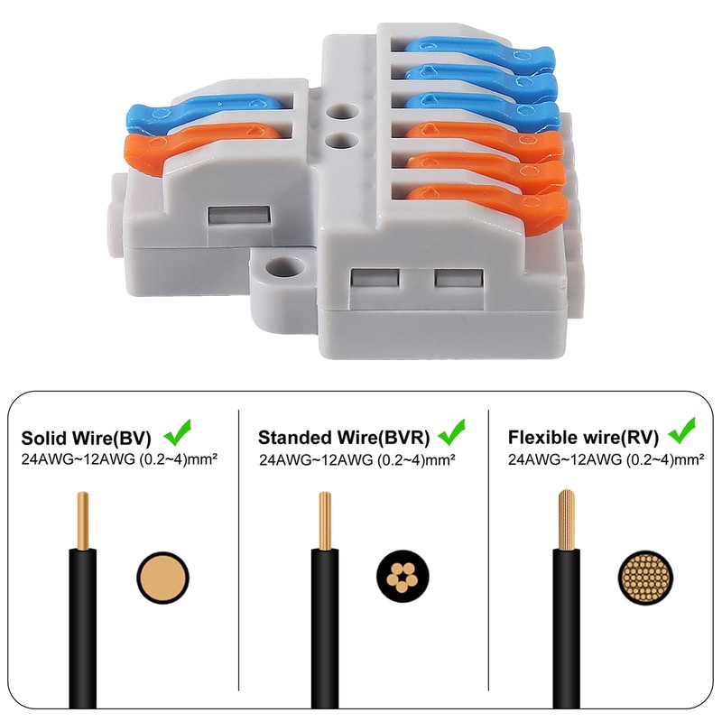10Pcs 2 in 6 Lever Wire Connector Compact DIY Quick