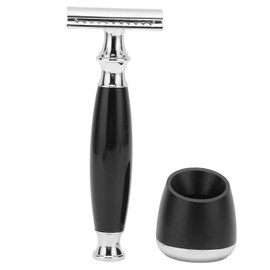 Manual Shaver Heavy Duty Double Edge Long Handled Safety Shaver with Base for Barbershop Beauty Salon