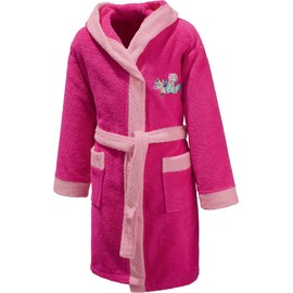 Erwin Müller Children's Dressing Gown with Hood Terry Cloth Pink Size 86/92 - Soft, Skin-Friendly with Patch Pockets, Tie Belt, Embroidery Mermaid, pink
