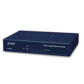 Planet 8-P 10/100/1000Mbps Gigabit Ethernet Switch (External, GSD-803 (Ethernet Switch (External Power) - Metal Case)