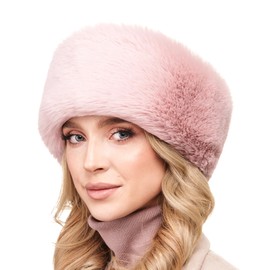 Futrzane Modern Headband - Ladies Winter Fur Headbands - Soft Russian Ear Warmer - Size S (Pink Long Modern)