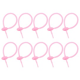 uxcell 20Pcs 6" Silicone Cable Ties, Reusable Zip Ties Strips Twist Tie, Cable Cord Wraps Management Organizer for Home Office Kitchen Food Bag, Pink