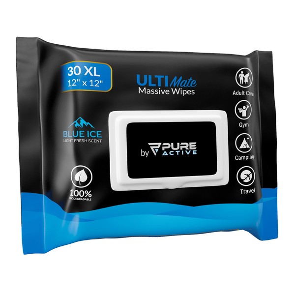 Body Wipes For Men – 30 Extra Large Body Wipes for Camping 12"x12" Body Wipes After Workout - Deodorizing Mens Shower Wipes In Travel - Extra Thick Face Wipes - Shower Wipes For Men Adult Bathing…