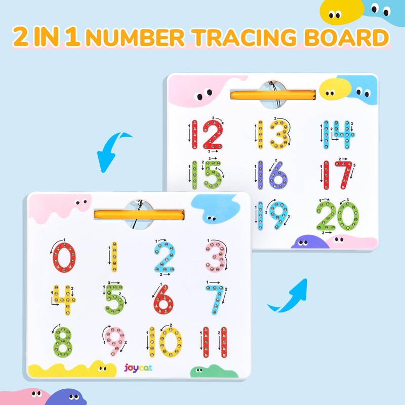 JoyCat Double-Sided Magnetic Number Tracing Board - 2-in-1 Numbers 1-20