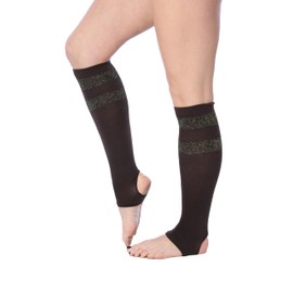 Tipi Toe - Calcetines de yoga para mujer, calcetines ligeros sin dedos hasta la rodilla, Hasta la Rodilla-café, 9-11