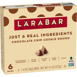 Larabar Chocolate Chip Cookie Dough, Fruit and Nut Bars, Gluten Free and Vegan, 9.6 oz, 6 Ct