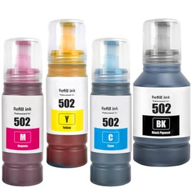 LAIPENG 502 T502 Ink Bottles Compatible for EcoTank ET2700 ET2750 ET2760 ET-2850 ET3700 ET-3710 ET-3750 ET-3760 ET-3830 ET-3850 ET4750 ET4760 ET-4850 ET-15000 ST-2000 ST3000 ST4000 Printer (BK/C/M/Y)