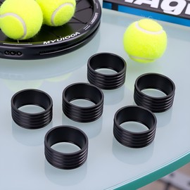 Myuiao 10Pcs Black Tennis Racket Handle Rubber Ring Stretchy Tennis Racquet Band Overgrips, Tennis Racket Grips, Racquet Accessories