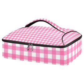 ElliTarr Casserole Carriers for Hot or Cold Food Reusable Casserole Dish Carrier Insulated Thermal Food Carrier Lasagna Holder Lugger Tote Potluck Containers for Travel Picnic Party Pink Plaid