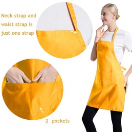 TSD STORY 15 Pcs Bulk Yellow Kitchen Aprons for Women Men Adult Girls Unisex with 2 Pockets, Painting Baking Cooking Bib Apron (Yellow,15 pcs)…