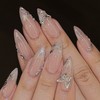 QQPPOLIU Almond Press on Nails Medium Fake Nails RhinestOns Glue