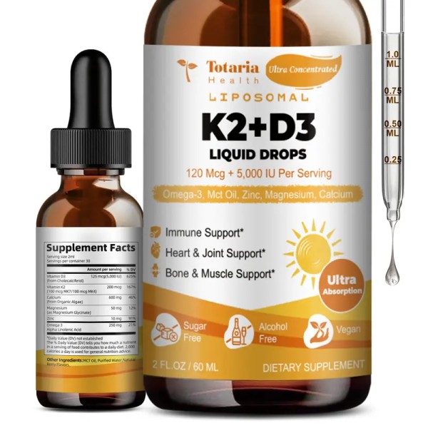 Totaria Liposomal Vitamin D3 K2 Drops | 5000 IU D3