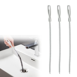 GGUFAY Pack of 3 Brush for Sewers, Drain Cleaning Brush, 45 cm Sink Drain Cleaning Brush, Pipe Cleaning Brush for Drain Cleaning, Drain Brush for Kitchen, Bathroom (White)