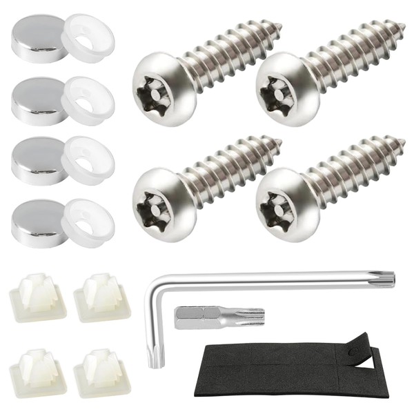 LivTee Anti Theft License Plate Screws Set for Securing Frames