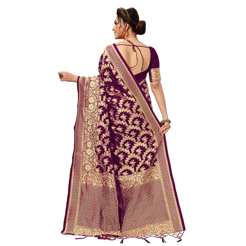Nivah Fashion Women's Banarasi Art Silk Saree with Blouse Piece(NH.S13-Purple)