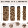 Clip on Hair Extensions for Women 4PCS Reddish Brown Highlighted
